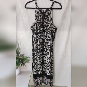 JBS Women Leopard Print Summer Shift Dress Size 2X